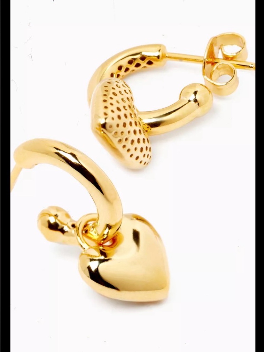 Gold Vermeil Heart Hoop Earrings - Women's Gold-Tone Dangle Hoops